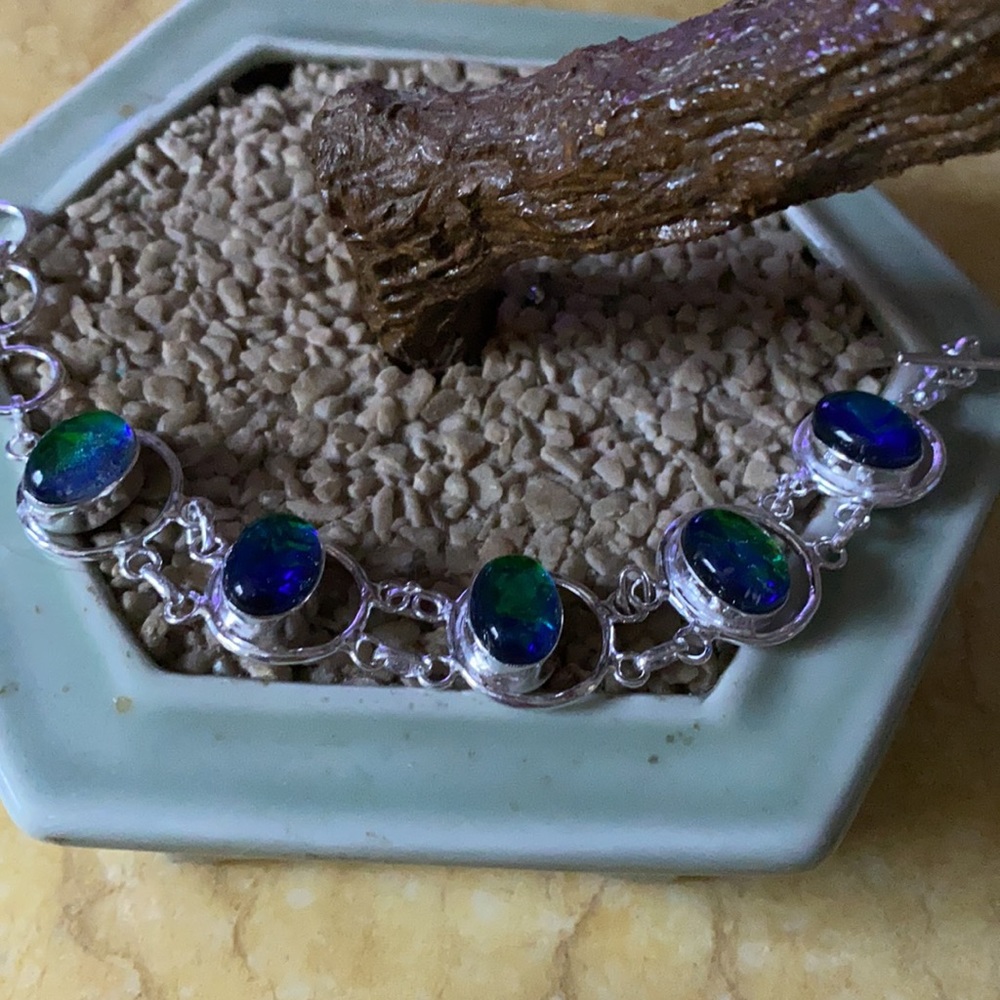 Vintage 925 Australian tribal opal bracelet - Picture 3 of 8